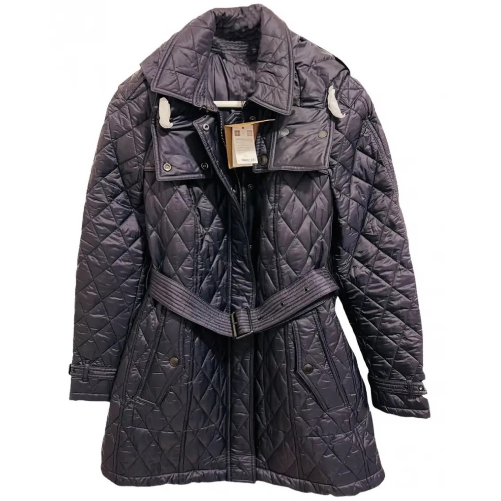 New Burberry Finsbridge Diamond Quilted Jacket Coat in dark Navy/ Ink color